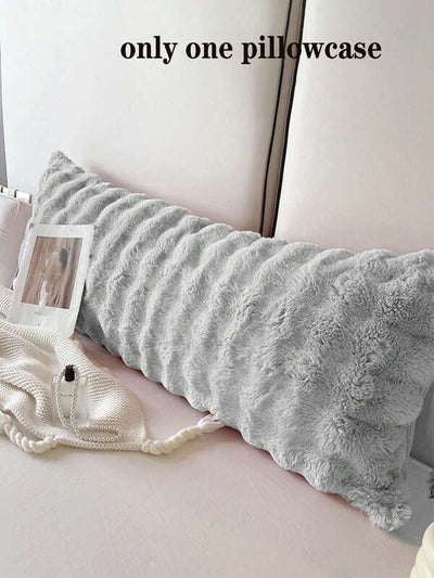 1pc Soft Plush Long Bolster Pillow Case, Super Soft Traditional Flannel, Suitable For Bedroom, Dorm, Sofa, All Seasons, Washable Without Filling
